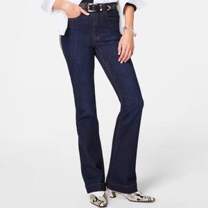 Spanx Sculpt Redefine Pull On Flare Jeans Raw Indigo Blue Women’s Size Medium